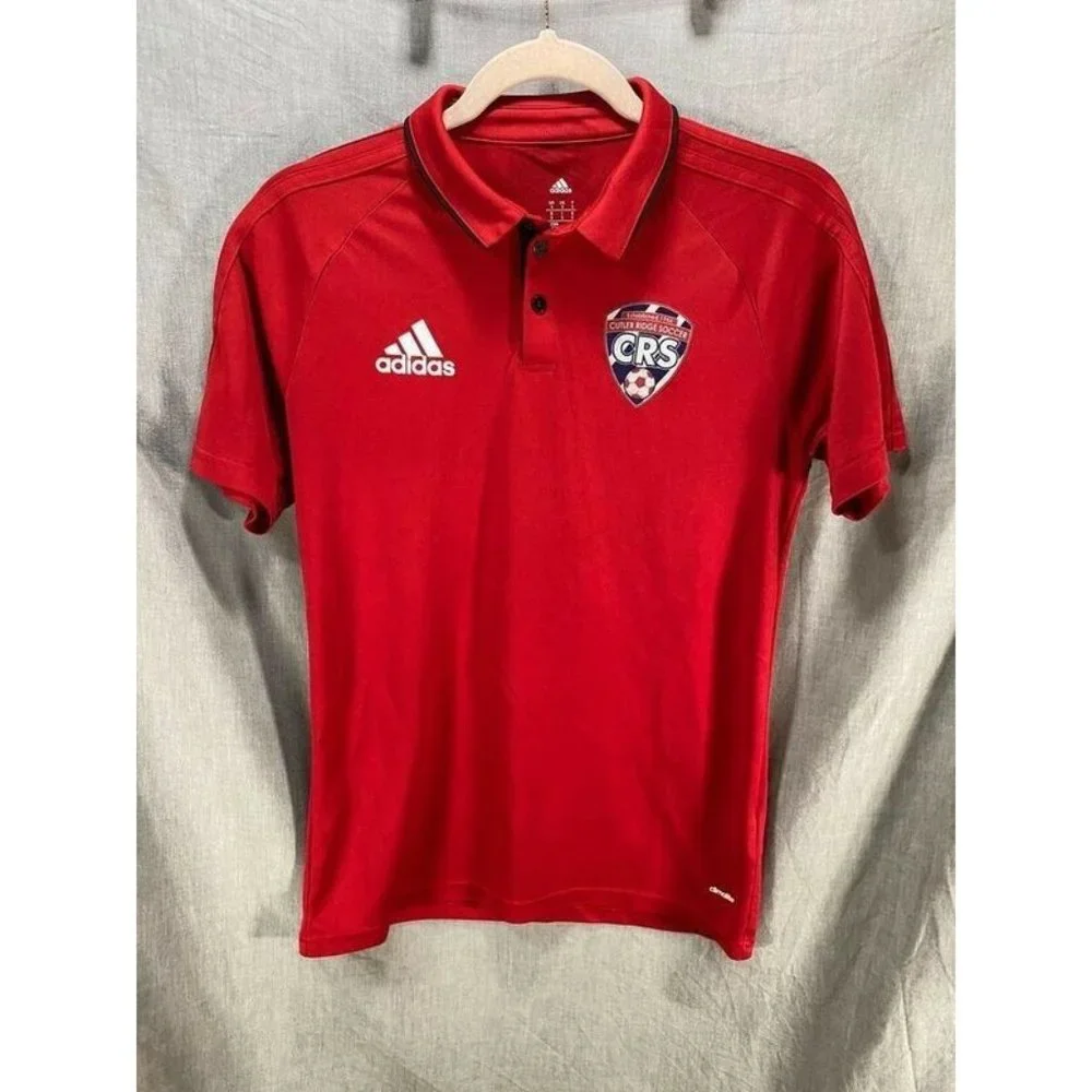 Cutter Ridge Soccer Adidas Polo Shirt Adult Small Red Short Sleeve Pullover Mens